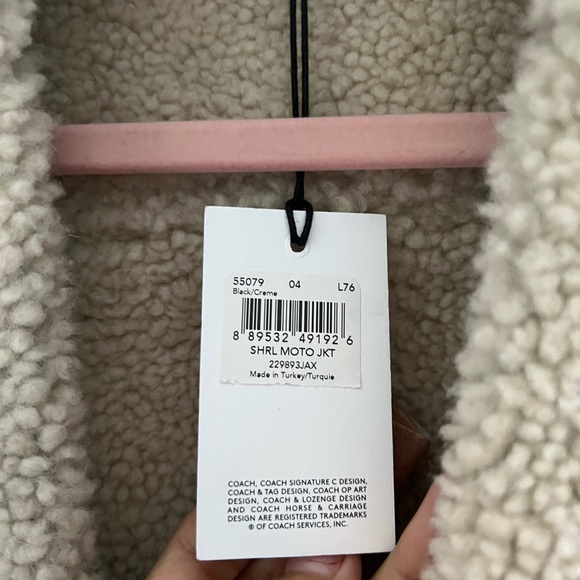 COACH Shearling Moto Leather Jacket 100% Lambswool NEW Size 4 - Picture 11 of 14